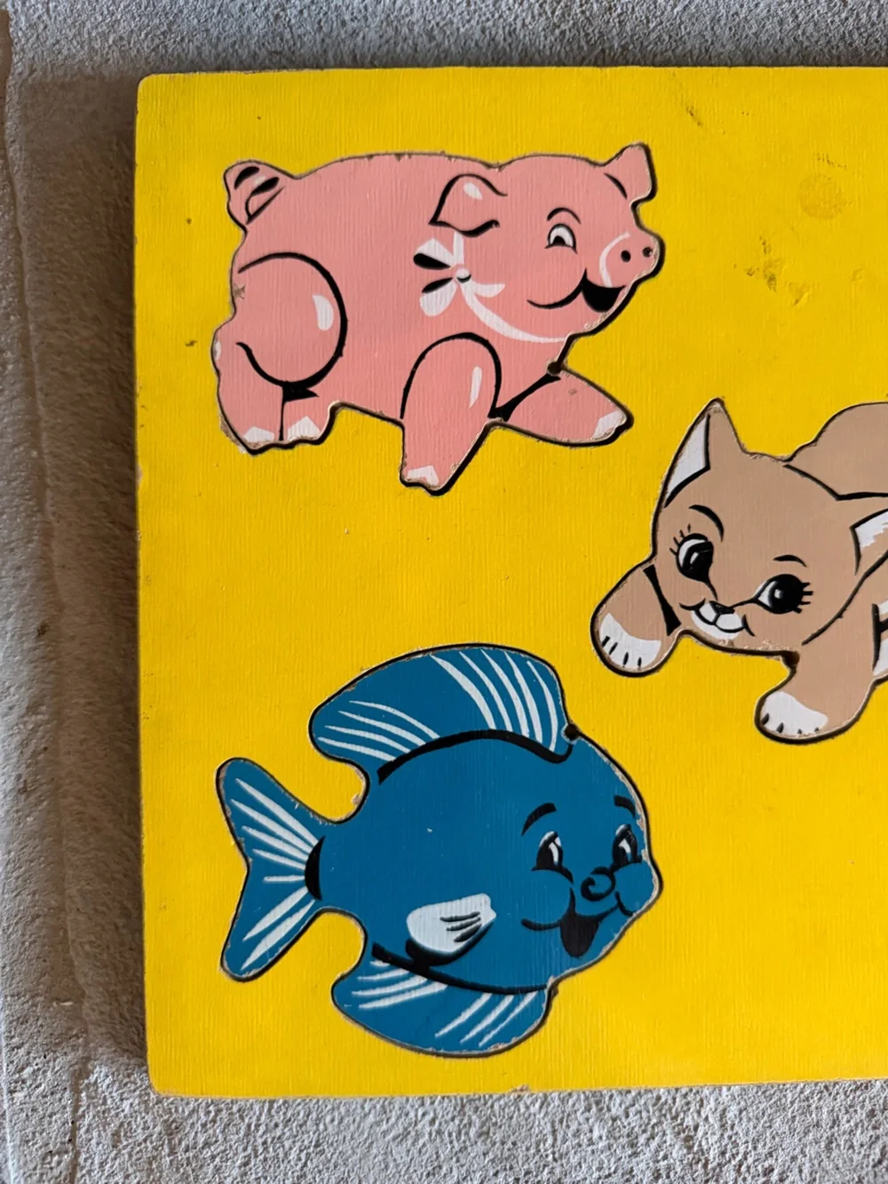 Vintage Mid Century Sifo Toys 5-Piece Wooden Inlay Tray Puzzle Animals Sea Life